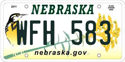 NE license plate WFH583