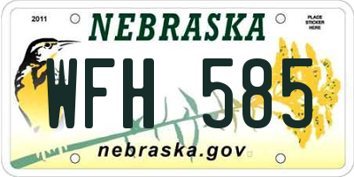 NE license plate WFH585