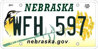 NE license plate WFH597