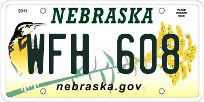 NE license plate WFH608