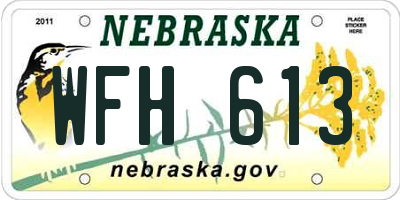 NE license plate WFH613