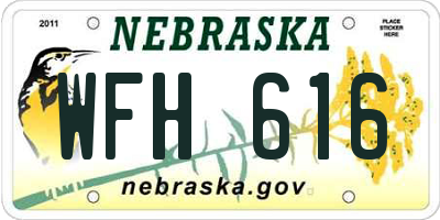 NE license plate WFH616
