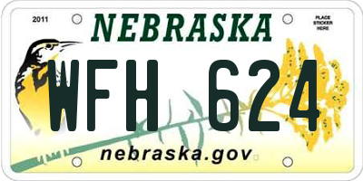 NE license plate WFH624