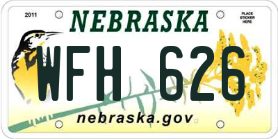NE license plate WFH626