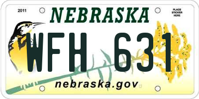 NE license plate WFH631