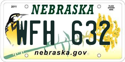 NE license plate WFH632