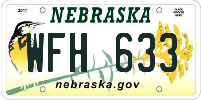 NE license plate WFH633