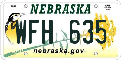 NE license plate WFH635