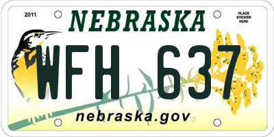 NE license plate WFH637