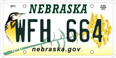NE license plate WFH664