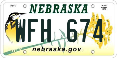 NE license plate WFH674
