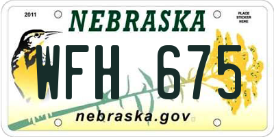 NE license plate WFH675