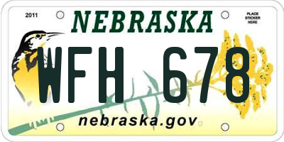 NE license plate WFH678
