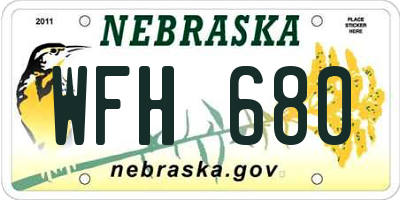 NE license plate WFH680