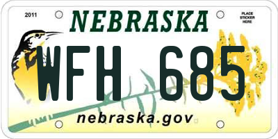 NE license plate WFH685
