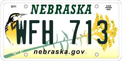 NE license plate WFH713