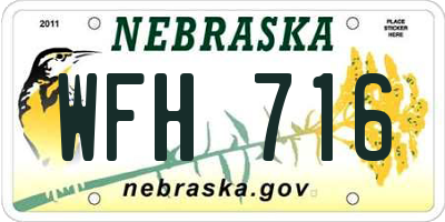 NE license plate WFH716