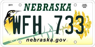NE license plate WFH733