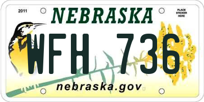 NE license plate WFH736
