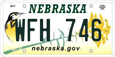 NE license plate WFH746