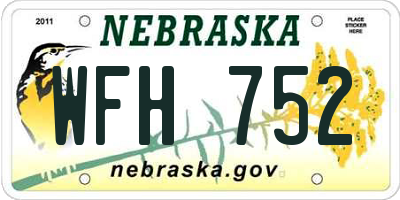 NE license plate WFH752