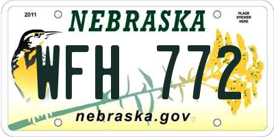 NE license plate WFH772