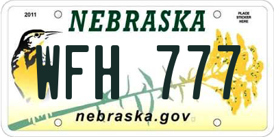 NE license plate WFH777