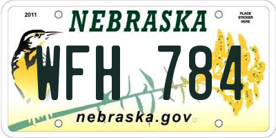NE license plate WFH784