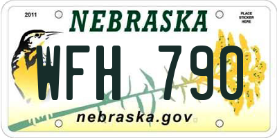 NE license plate WFH790