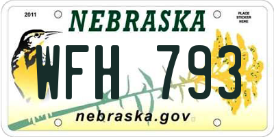 NE license plate WFH793