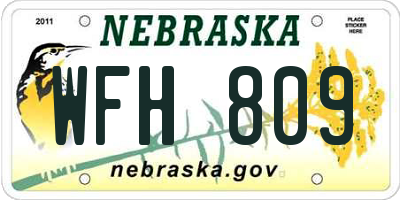 NE license plate WFH809