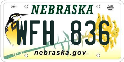 NE license plate WFH836