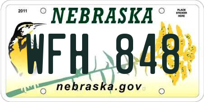 NE license plate WFH848