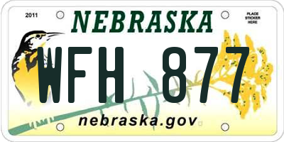 NE license plate WFH877