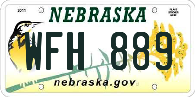 NE license plate WFH889