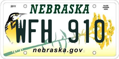 NE license plate WFH910