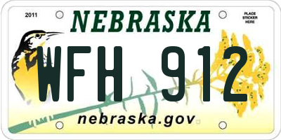 NE license plate WFH912