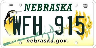 NE license plate WFH915