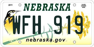 NE license plate WFH919