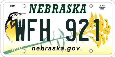 NE license plate WFH921