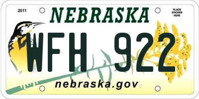 NE license plate WFH922