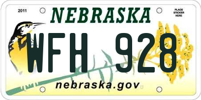 NE license plate WFH928