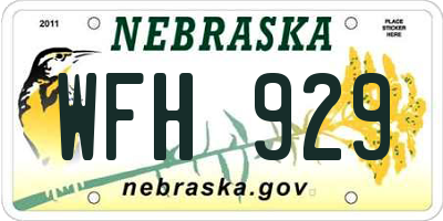 NE license plate WFH929