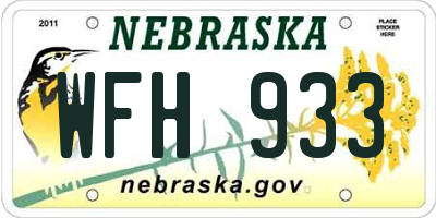 NE license plate WFH933