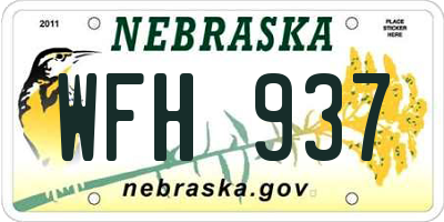 NE license plate WFH937