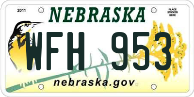 NE license plate WFH953