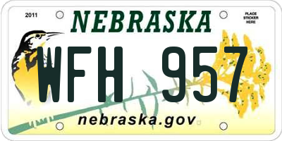 NE license plate WFH957