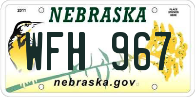 NE license plate WFH967
