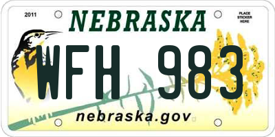 NE license plate WFH983