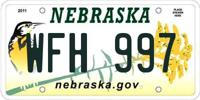 NE license plate WFH997